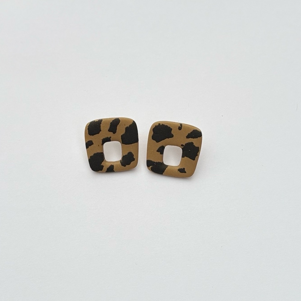 Handmade leopard print studs